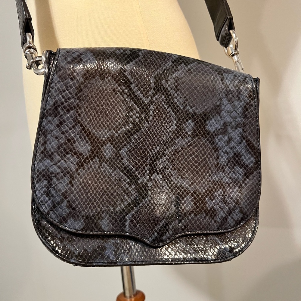 Rebecca Minkoff Reptile Crossbody Satchel with Adjustable Buckle Strap